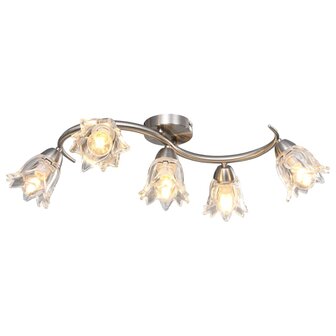 Plafondlamp met glazen tulpvormige kappen 5xE14 transparant 1