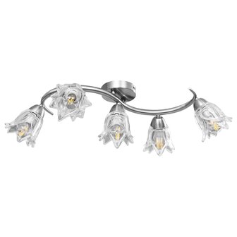 Plafondlamp met glazen tulpvormige kappen 5xE14 transparant 2