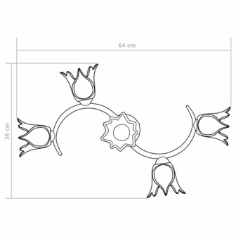 Plafondlamp met glazen tulpvormige kappen 5xE14 transparant 10