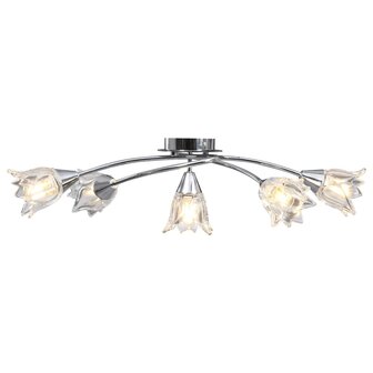 Plafondlamp met glazen tulpvormige kappen 5xE14 transparant 1