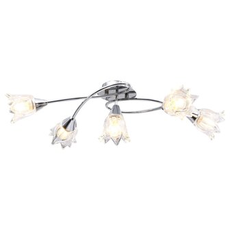 Plafondlamp met glazen tulpvormige kappen 5xE14 transparant 2