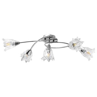 Plafondlamp met glazen tulpvormige kappen 5xE14 transparant 3