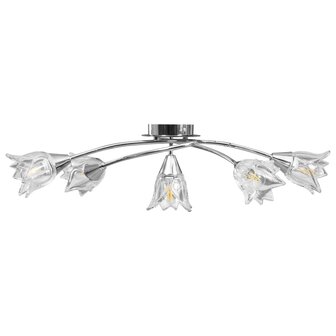Plafondlamp met glazen tulpvormige kappen 5xE14 transparant 4