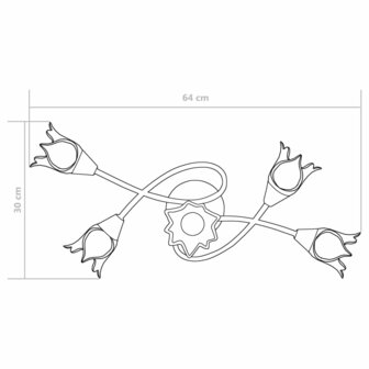 Plafondlamp met glazen tulpvormige kappen 5xE14 transparant 9