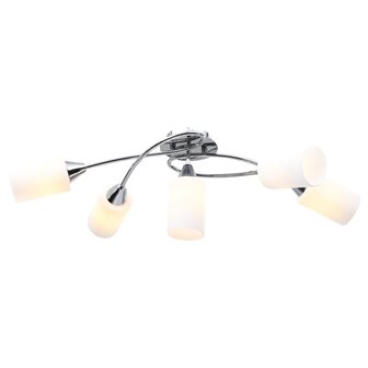 Plafondlamp met keramieken cilindervormige kappen 5xE14 wit 1