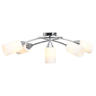Plafondlamp met keramieken cilindervormige kappen 5xE14 wit 3