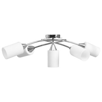 Plafondlamp met keramieken cilindervormige kappen 5xE14 wit 4
