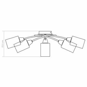 Plafondlamp met keramieken cilindervormige kappen 5xE14 wit 10