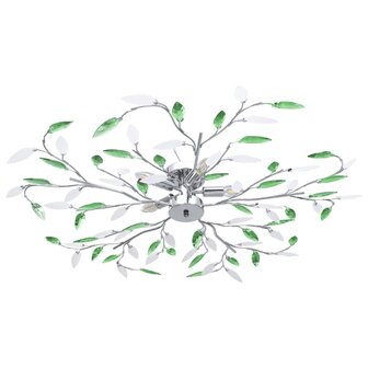 Plafondlamp met acryl kristallen bladarmen voor 5xE14 groen 1