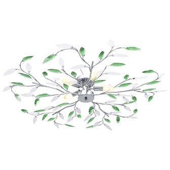 Plafondlamp met acryl kristallen bladarmen voor 5xE14 groen 2