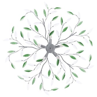 Plafondlamp met acryl kristallen bladarmen voor 5xE14 groen 3