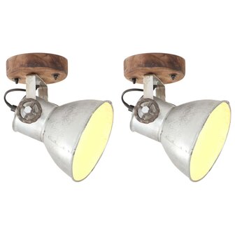 Wand-/plafondlampen industrieel 2 st E27 20x25 cm zilverkleurig 1