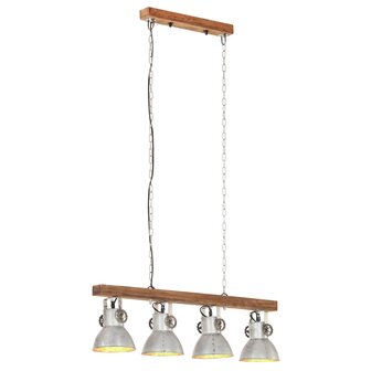 Plafondlamp industrieel E27 mangohout zilverkleurig 2