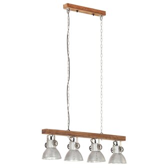 Plafondlamp industrieel E27 mangohout zilverkleurig 3