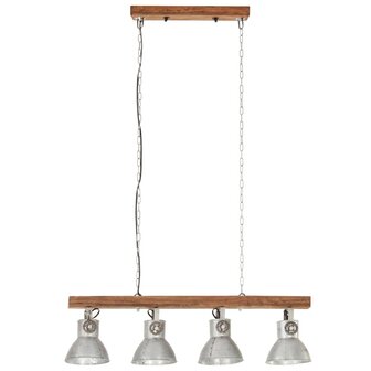 Plafondlamp industrieel E27 mangohout zilverkleurig 4