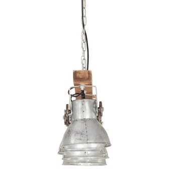 Plafondlamp industrieel E27 mangohout zilverkleurig 5
