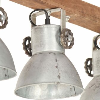 Plafondlamp industrieel E27 mangohout zilverkleurig 6
