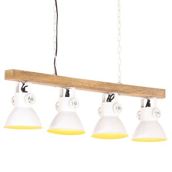 Plafondlamp industrieel E27 mangohout wit 1