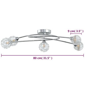 Plafondlamp met gaasdraadkapjes 5xG9 6