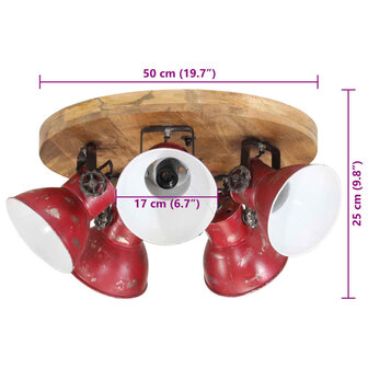 Plafondlamp 25 W E27 50x50x25 cm verweerd rood 8