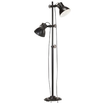 Vloerlamp met 2 lampenkappen E27 gietijzer zwart 2