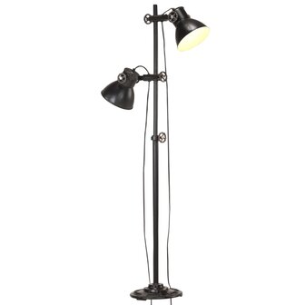 Vloerlamp met 2 lampenkappen E27 gietijzer zwart 3