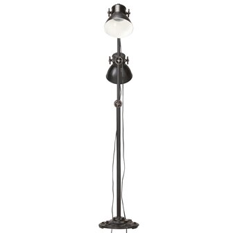 Vloerlamp met 2 lampenkappen E27 gietijzer zwart 4