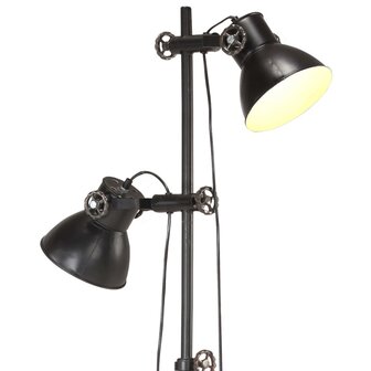 Vloerlamp met 2 lampenkappen E27 gietijzer zwart 5