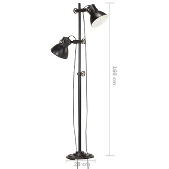 Vloerlamp met 2 lampenkappen E27 gietijzer zwart 11