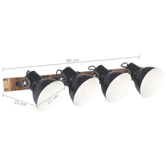Wandlamp industrieel E27 90x25 cm zwart 11