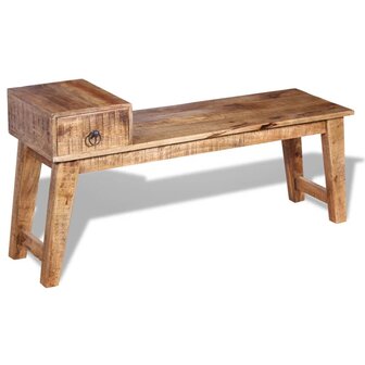 Bankje met lade 120x36x60 cm massief mangohout 2