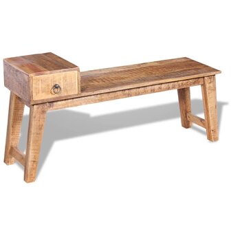 Bankje met lade 120x36x60 cm massief mangohout 4