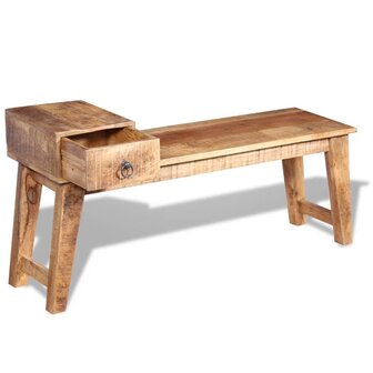 Bankje met lade 120x36x60 cm massief mangohout 6