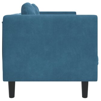 Bank met kussens 3-zits fluweel blauw 5