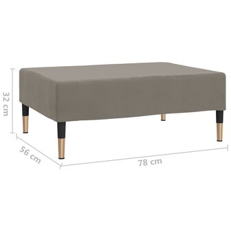 Voetenbank 78x56x32 cm fluweel lichtgrijs 6