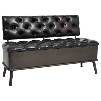 Opbergbank met rugleuning 110 cm kunstleer zwart 1