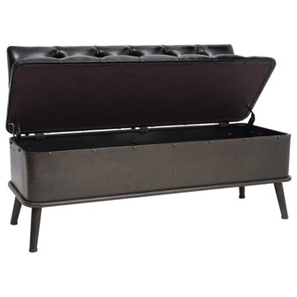 Opbergbank met rugleuning 110 cm kunstleer zwart 2