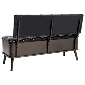 Opbergbank met rugleuning 110 cm kunstleer zwart 5