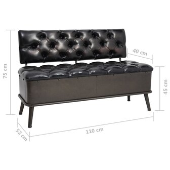 Opbergbank met rugleuning 110 cm kunstleer zwart 9