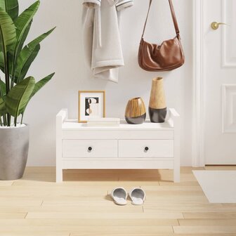 Halbankje 80x40x43 cm massief grenenhout wit 1