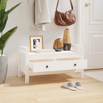 Halbankje 80x40x43 cm massief grenenhout wit 6