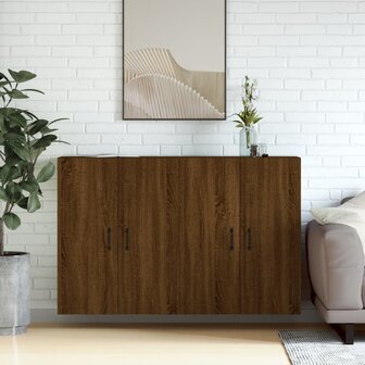 Hangkasten 2 st bewerkt hout bruin eikenkleur 1