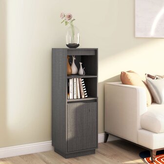 Hoge kast 37x34x110 cm massief grenenhout grijs 1
