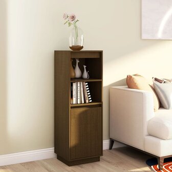 Hoge kast 37x34x110 cm massief grenenhout honingbruin 1