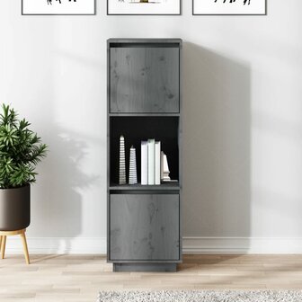 Hoge kast 38x35x117 cm massief grenenhout grijs 1