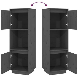 Hoge kast 38x35x117 cm massief grenenhout grijs 6