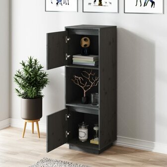 Hoge kast 38x35x117 cm massief grenenhout grijs 9