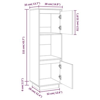 Hoge kast 38x35x117 cm massief grenenhout honingbruin 10