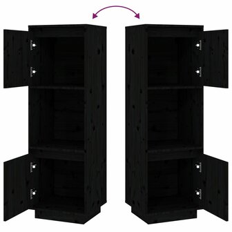 Hoge kast 38x35x117 cm massief grenenhout zwart 6