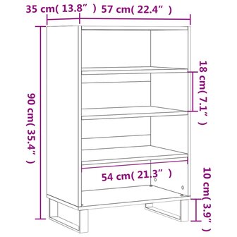 Hoge kast 57x35x90 cm bewerkt hout zwart 9